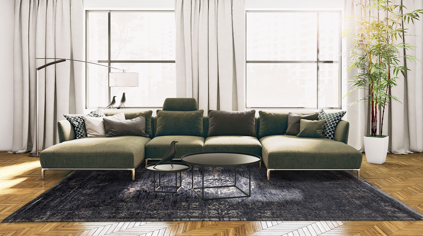 tappeti Louis De Poortere LX8263 Fading World Medaillon Mineral Black interior