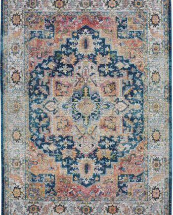 Nourison tappeto Ankara Global ANR11 BLUMT BLUE MULTI 5x8 099446498076 flat C