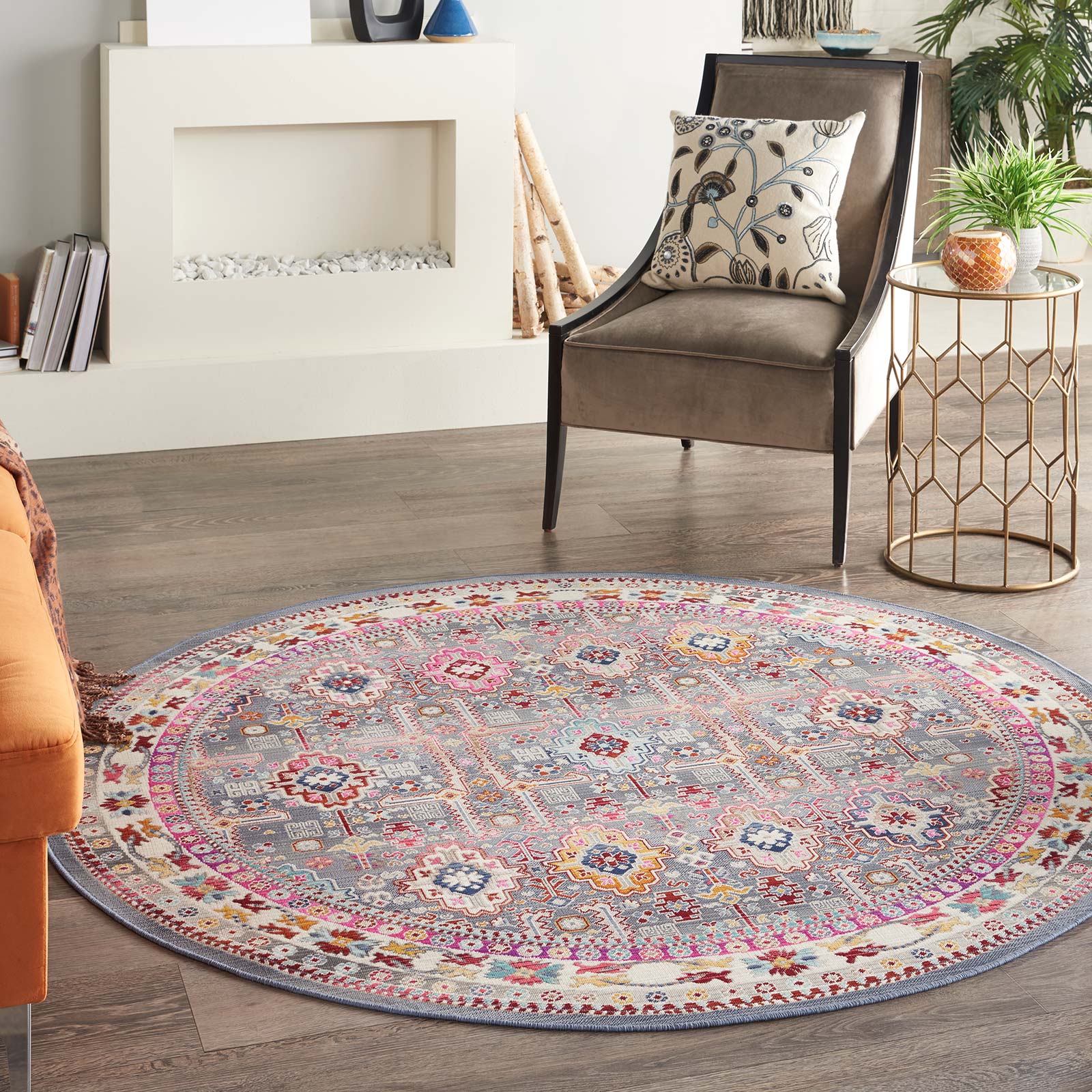 Nourison tappeto Vintage Kashan VKA05 GYMTC GREY MULTICOLOR 6xRND 099446811844 interior 1